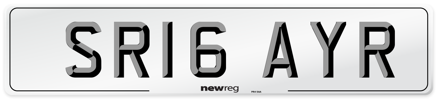 SR16 AYR Number Plate from New Reg